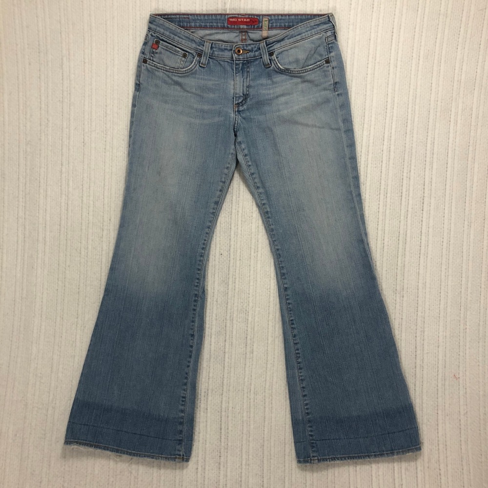 Big Star Klary Flare Jeans Womens 31S Light Wash Low Rise Wide Leg Made in USA - Picture 2 of 10
